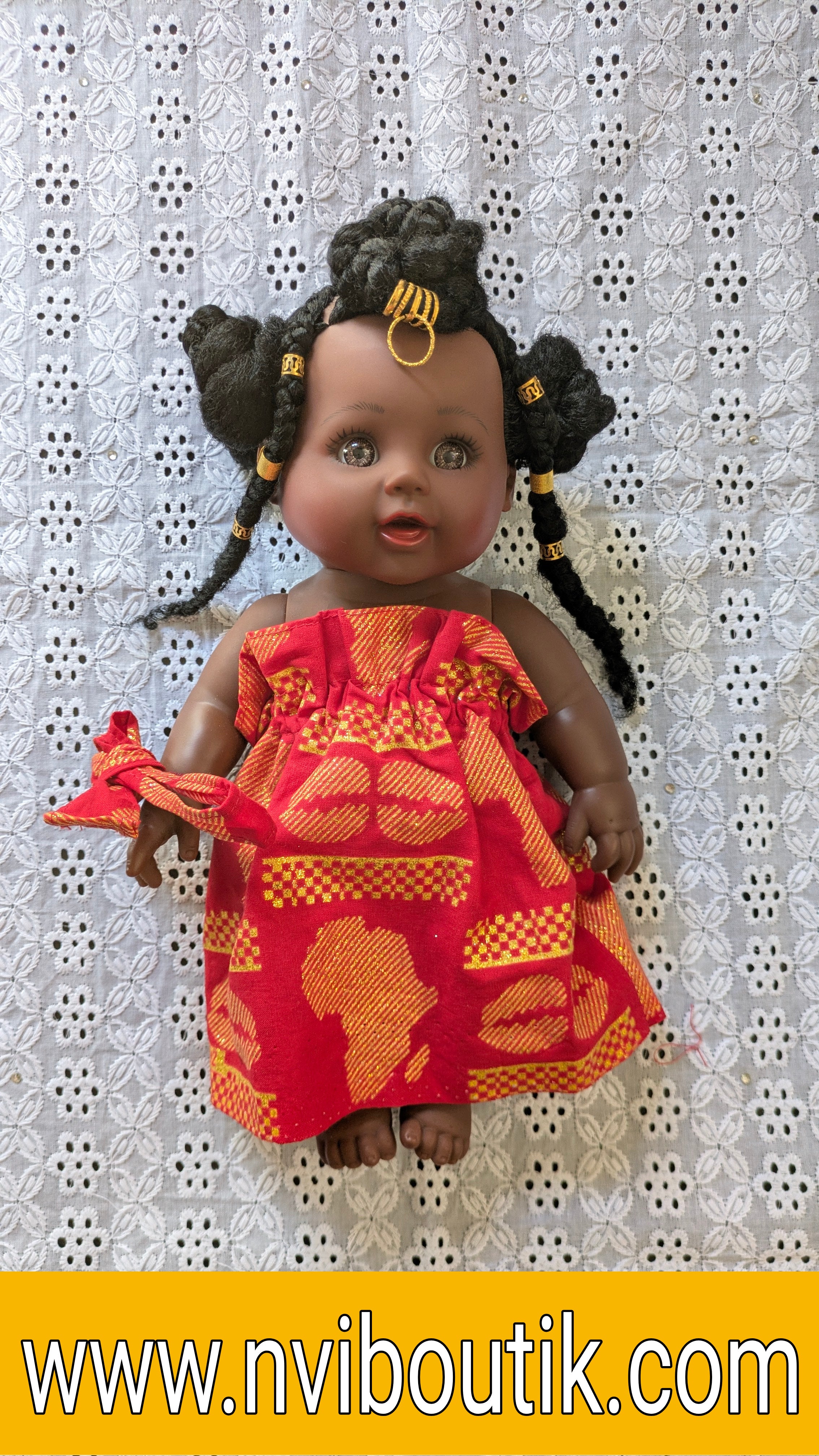 LUCY COLIBRI DOLLS (Poupée noire cheveux curly) COIFFE CREOLE